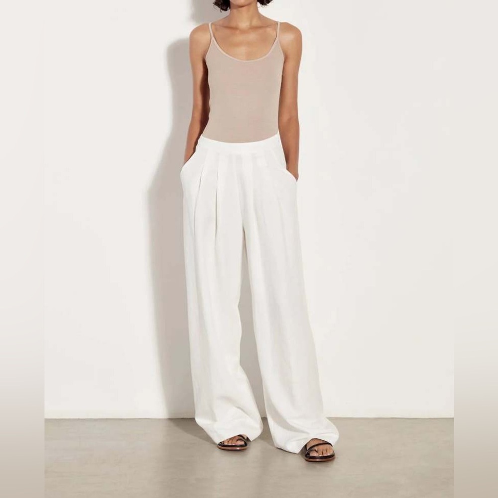 Enza Costa Cream Wide-Leg Pants